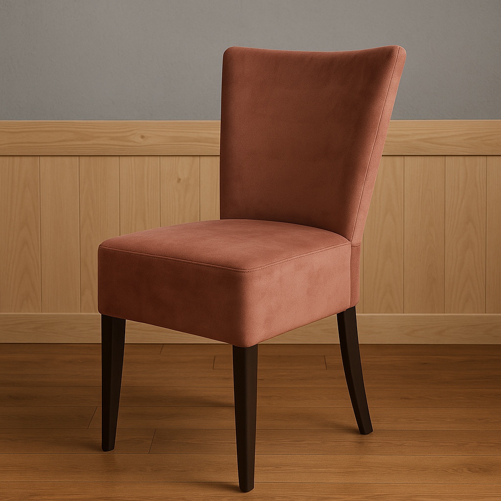 Polsterstuhl mit hoher Lehne in Terracotta, gezeigte Ausführung