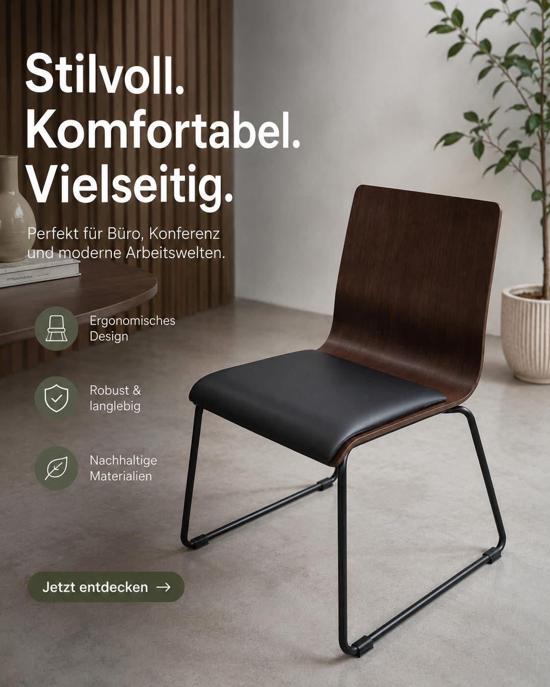 Schalenstuhl mit Sitzpolster, gezeigte Ausführung
